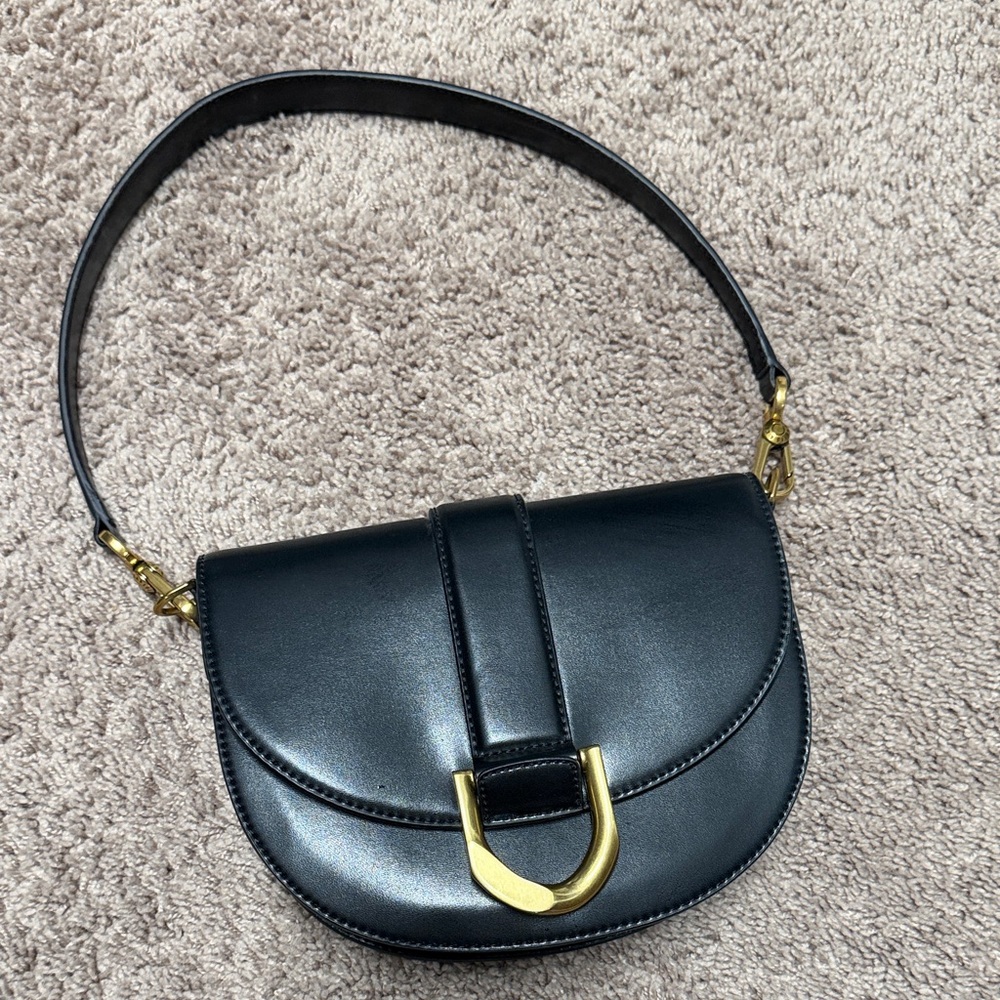 Charles & Keith Black Shoulder Bag with Gold Accent
